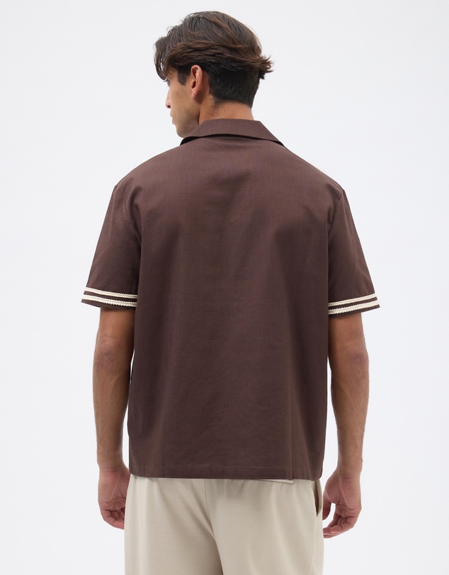 AERE - Contrast Linen Blend Shirt