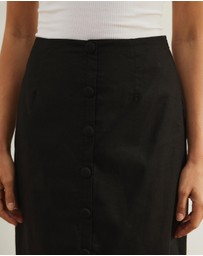 Atmos&Here - Isla Linen Blend Button Up Midi Skirt