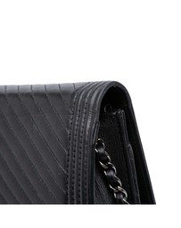 Pre-Loved by Azura Reborn - Pre-Loved Chevron Lambskin Boy Wallet on Chain