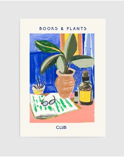Olive et Oriel - Books And Plants by Treechild Art Print