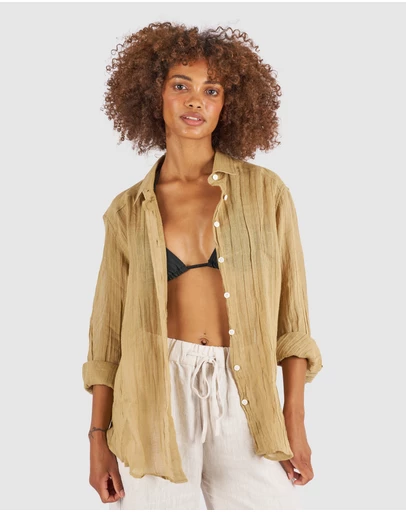CAMIXA - Crinkle Oversized Linen Shirt