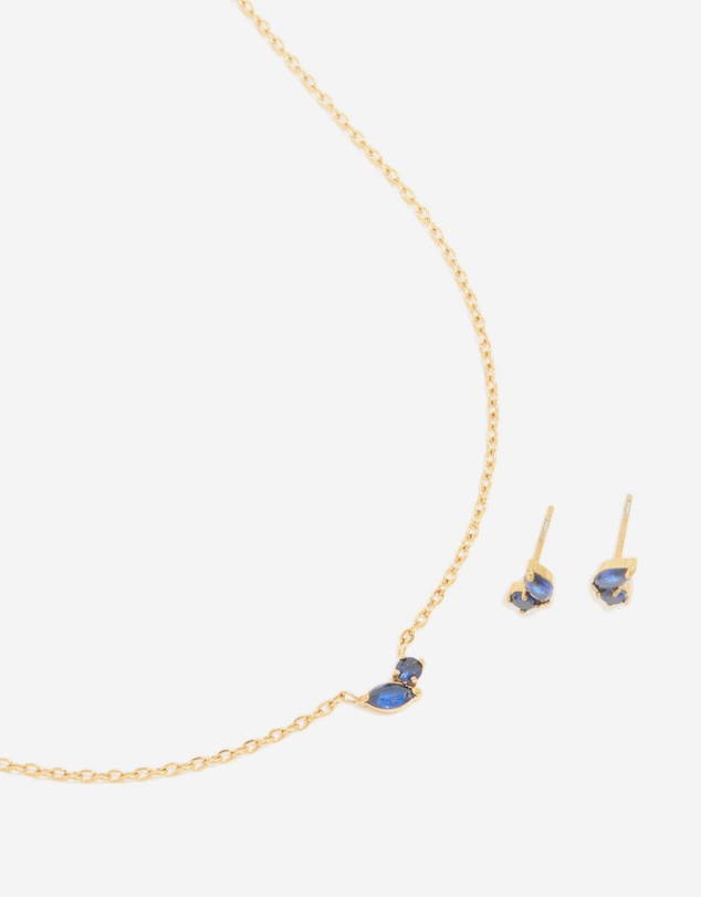 Lovisa - Waterproof Gold Plated Stainless Steel September Cubic Zirconia Birthstone Necklace & Earrings Set