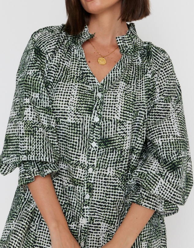 ALEXANDRA - Meeka Blouse Emerald Textured Print