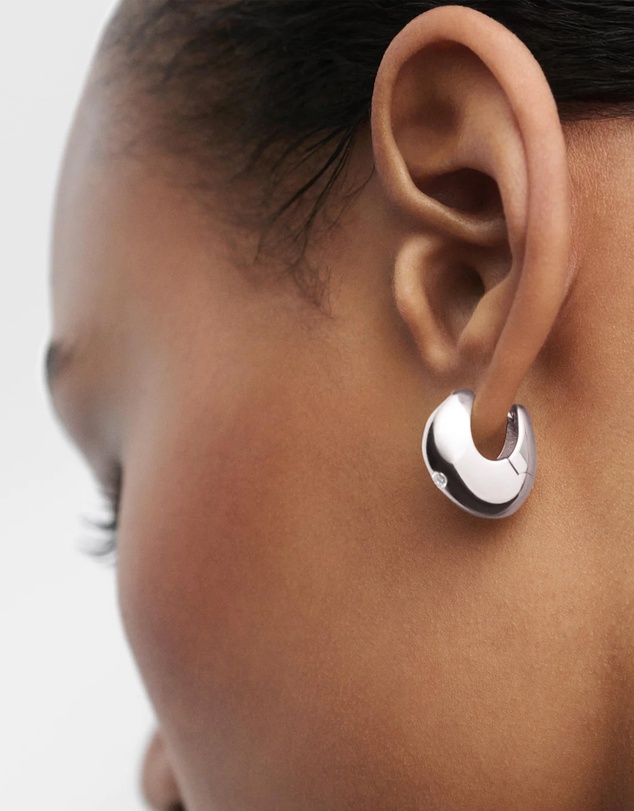 PDPAOLA - Wave Silver Hoop Earrings
