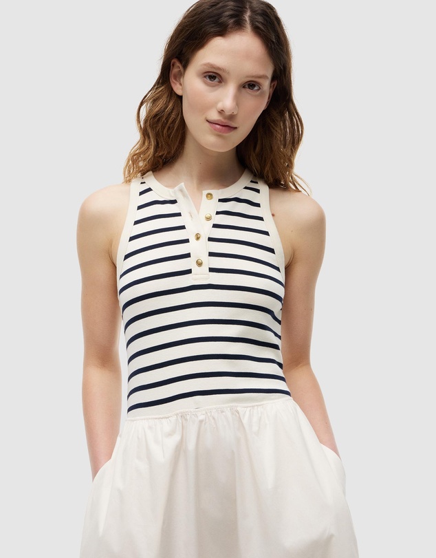 Tommy Hilfiger - Gold Button Poplin Mix Tank Dress