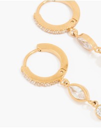 Lovisa - Waterproof Gold Plated Stainless Steel Cubic Zirconia Droplet Huggie Earrings