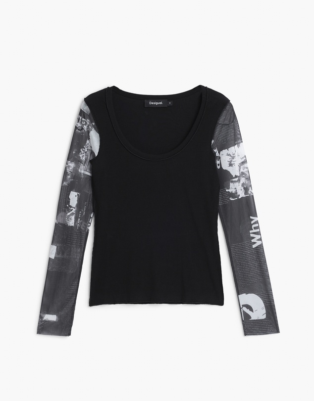 Desigual - Chiffon sleeve T-shirt