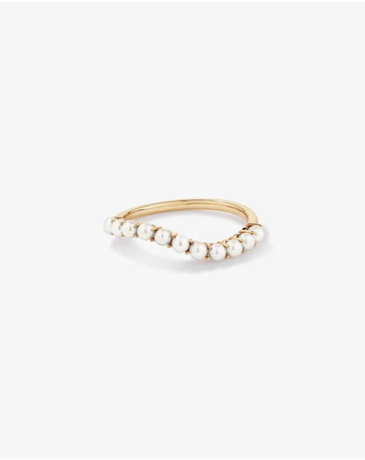 Michael Hill - Cultured Freshwater Pearl Wave Band Ring in 10kt Yellow Gold