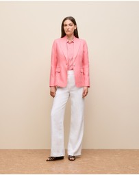 Trenery - Delave Linen Cap Sleeve Shirt in Pink Peony