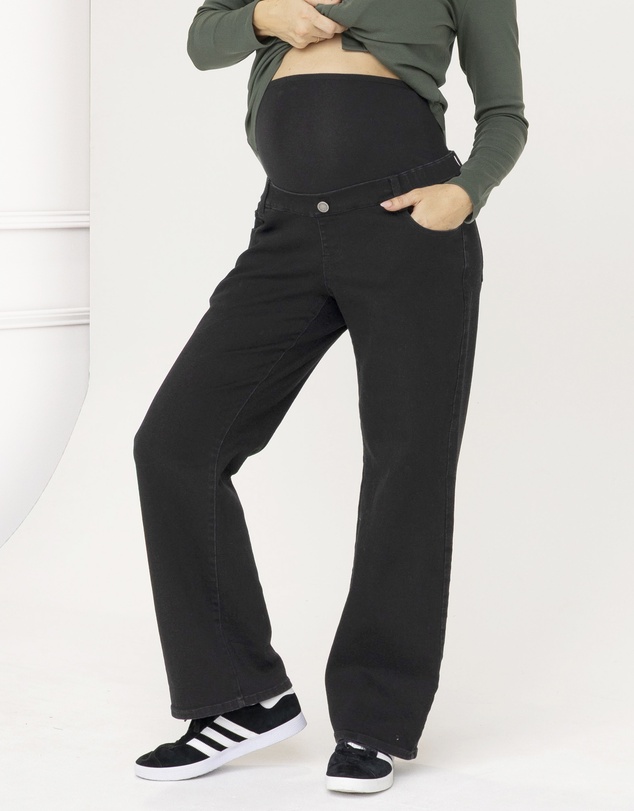 Angel Maternity - Over the Bump Relaxed Maternity Black Denim Jeans