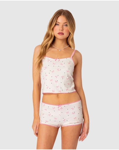 EDIKTED - Shelly pointelle printed tank top