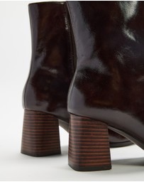 AERE - Stella Block Heel Leather Boots