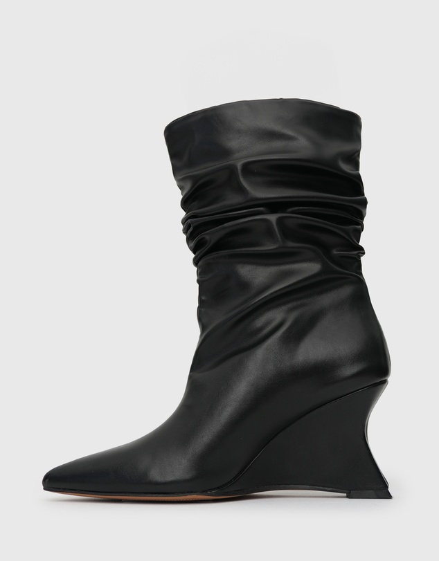 Betts - Strike Ruched Wedge Calf Boots