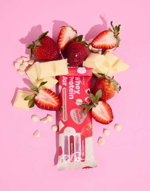 Happy Way - Whey Protein Bar Strawberry Cream Box – 10 x 60g Bars