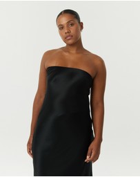 Third Form - Satin Tie Back Strapless Maxi Dress