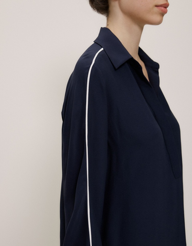 Trenery - Piping Detail Long Sleeve Shirt in Night Sky