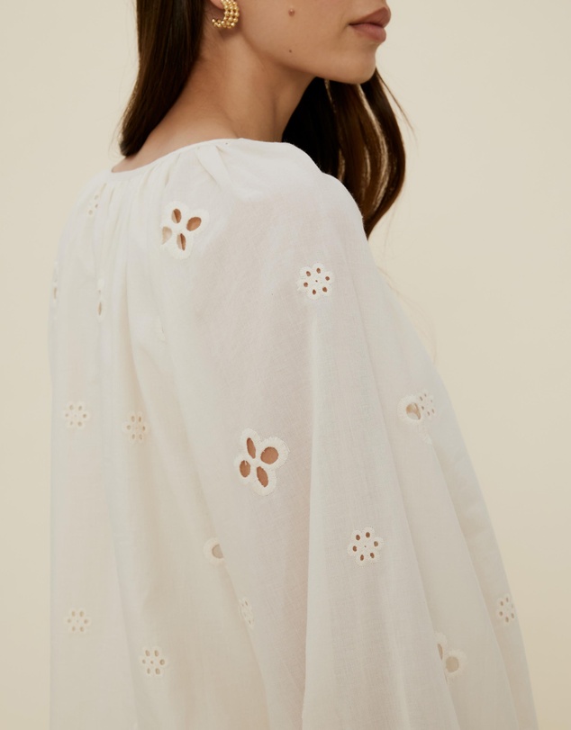 The Fated - Esther Puff Sleeve Broderie Blouse