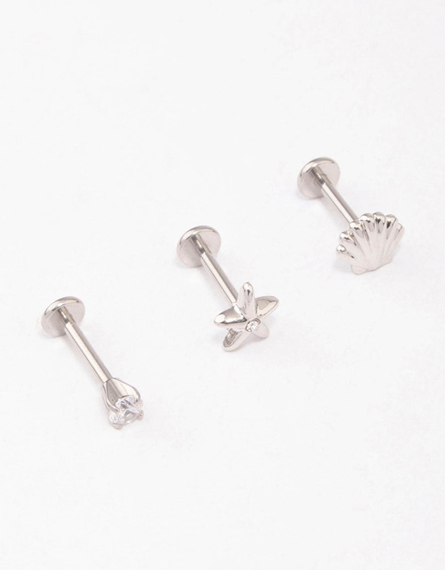 Lovisa - Surgical Steel Sea Shell Flat Back 3-Pack
