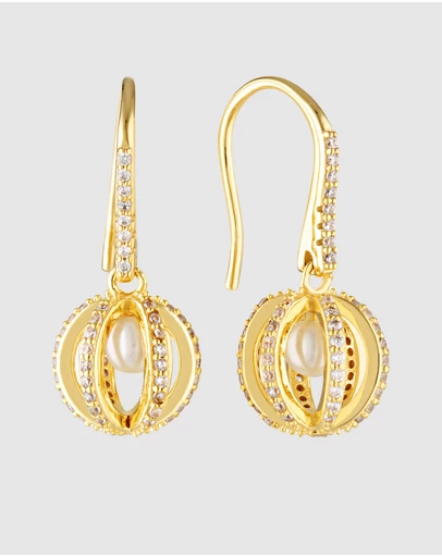 Georgini - Majesty Freshwater Pearl And Cubic Zirconia Earrings Gold
