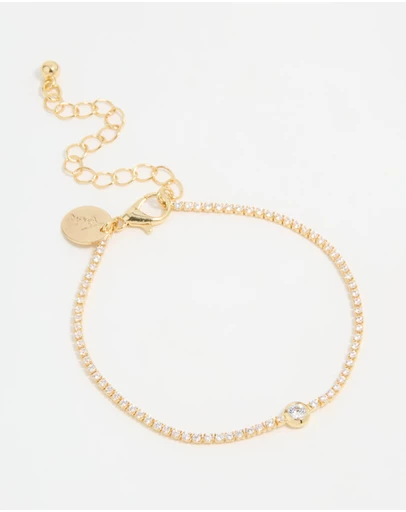 Lovisa - Gold Plated Cubic Zirconia Pave & Round Stone Bracelet