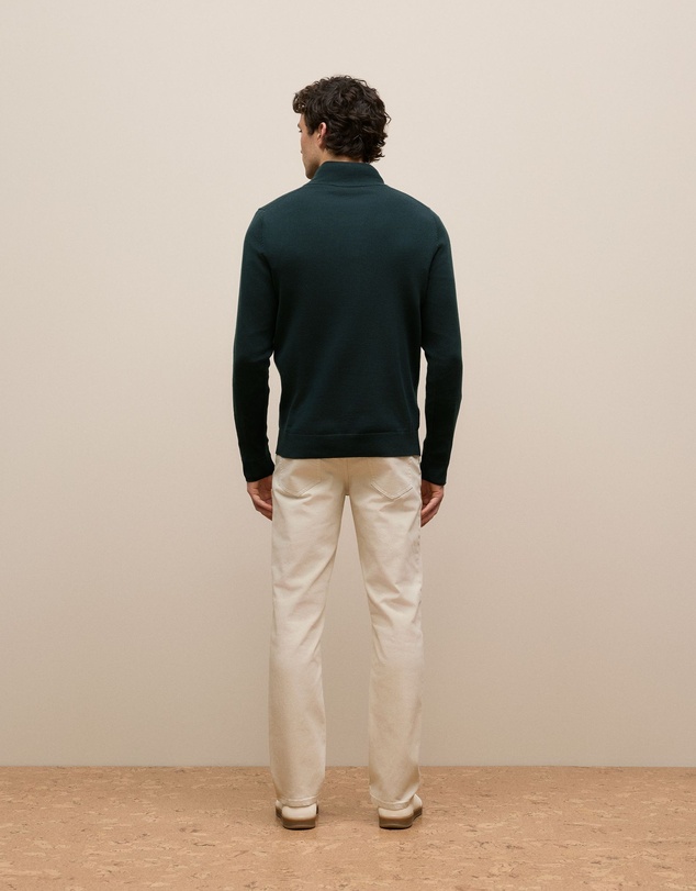 Trenery - Merino Half Zip in Pine Green