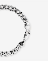 Michael Hill - Men's Silver 21CM Curb Bracelet with 0.33 Carat TW of Black Diamonds