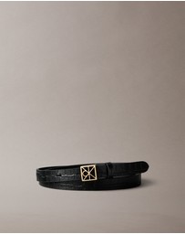 Calvin Klein - Leather Croc Emblem Buckle Belt