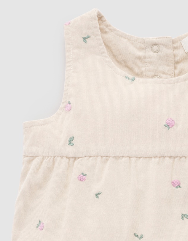 Purebaby - Embroidered Corduroy Romper - Kids-Babies