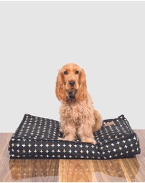 Mog & Bone - Classic Cushion Dog Bed - Black Metallic Cross Print