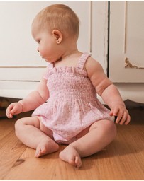 Kynd Baby - Shirred Woven Romper Frangipani - Size 000
