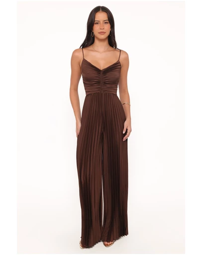 Petal & Pup - Angelique Pleated Jumpsuit - Chocolate Brown
