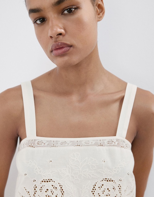 M.N.G - Embroidered Broderie Anglaise Top