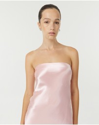Third Form - Satin Tie Back Strapless Midi Dress