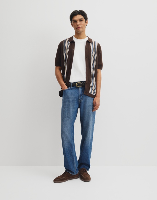 Country Road - Australian Cotton Textured Panel Knit Shirt