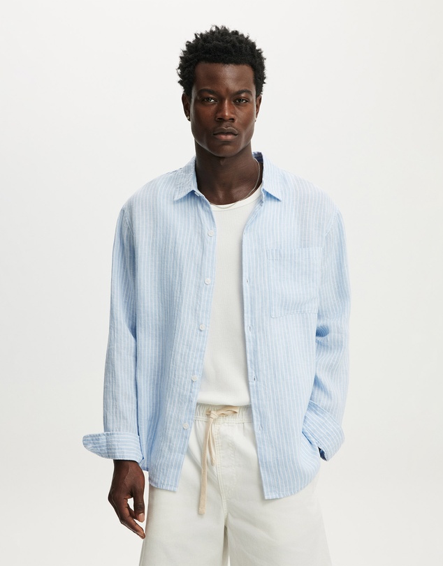 Cotton On - Relaxed Linen Long Sleeve Shirt