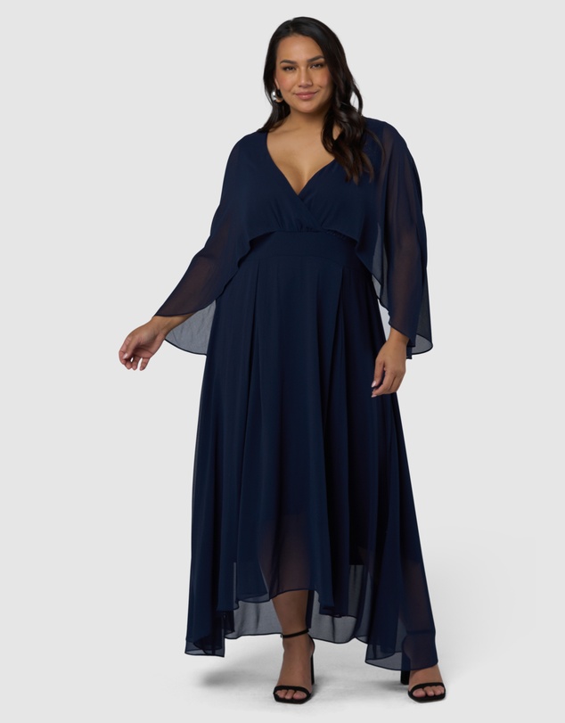 Pink Dusk by Curve Project - Electric Chemistry Cape Maxi Dress
