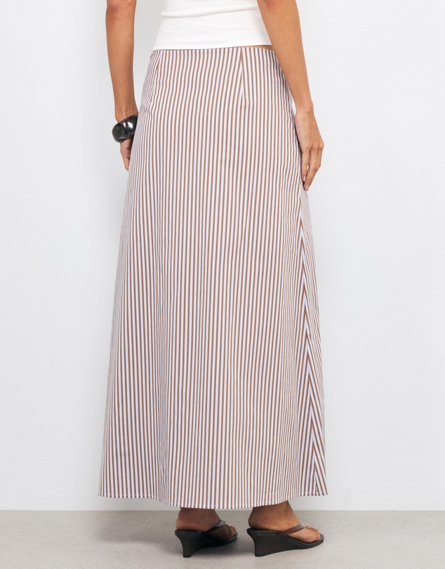 AERE - Thea Striped Cotton Maxi Skirt