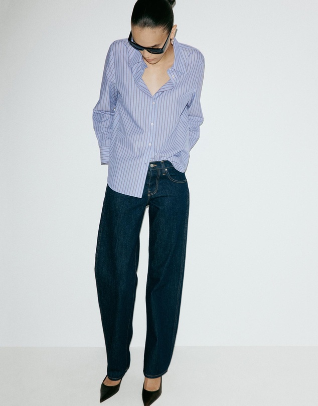 M.N.G - Striped Cotton and Lyocell Shirt