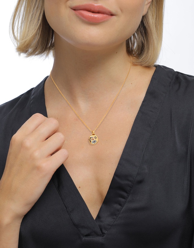Elli Jewelry - Necklace Gemstone Pendant 925 Sterling Silver Gold-Plated