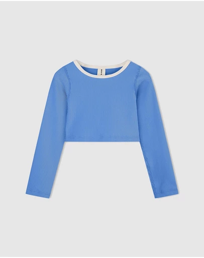 Zulu & Zephyr Mini - Mini Stripe Rib Crop Rashie - Kids-Teens