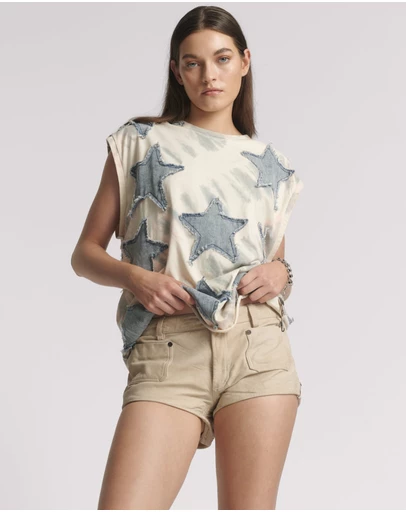 ONE TEASPOON - Retro Micro Leather Shorts - Vintage Cream