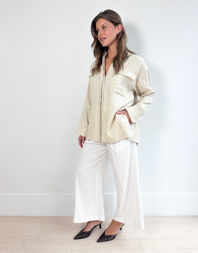 Cirkular - Pre-Loved - Bondi Born Sand Linen Shirt