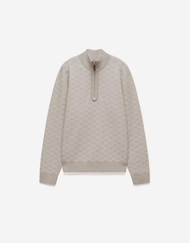 Calibre - Quarter Zip Monogram Jacquard Sweater Stone