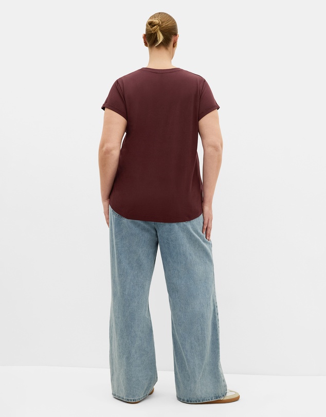 City Chic - Plus size Davina Cotton Tee - choc cherry
