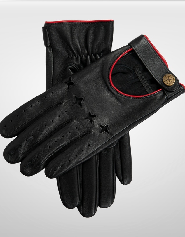DENTS - Suited Racer Touchscreen Leather Driving Gloves w/ Wristwatch Cut-Out