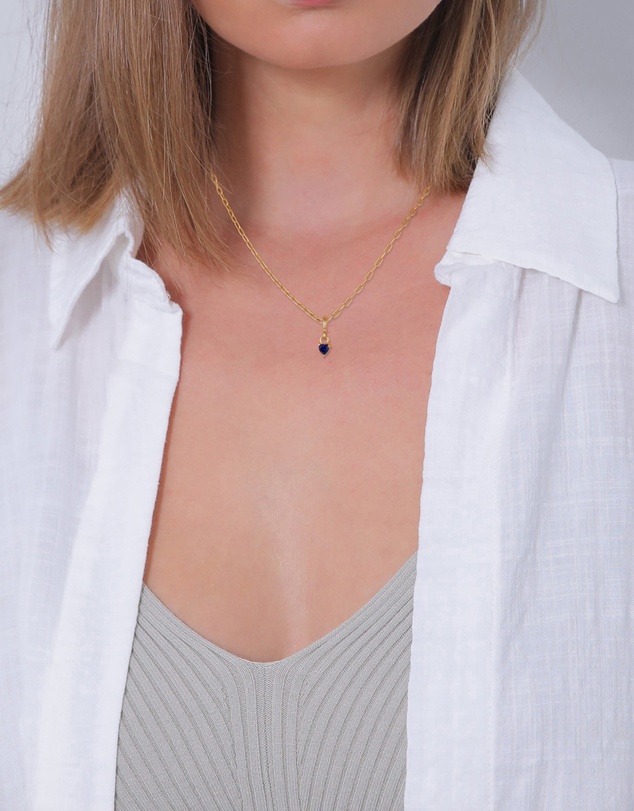 Elli Jewelry - Necklace Heart Sapphire 925 Sterling Silver