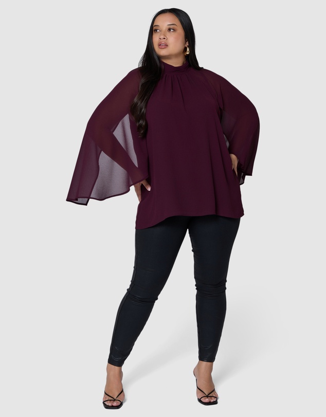 Pink Dusk by Curve Project - Fire and Rain Cape Blouse