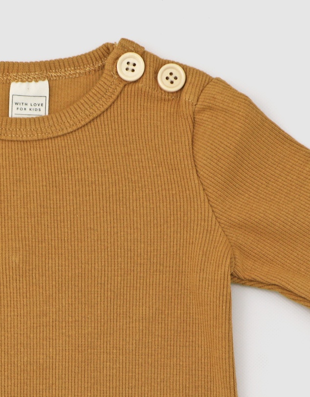 WITH LOVE FOR KIDS - Basics Thick Ribbed Long Sleeve Onesie - Babies