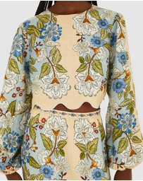Farm Rio - Garden Scarf Blue Long Sleeve Blouse