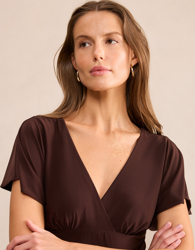 Forever New - Bobbie Wrap Flutter Sleeves Top